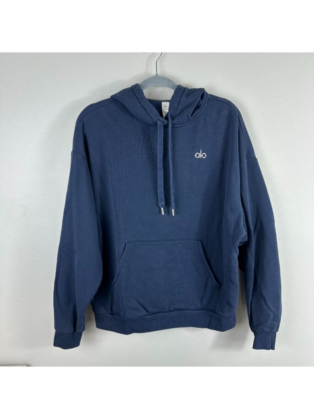 Alo Accolade Navy Blue Hoodie M Athleisure Athletic Unisex Activewear Minimalist